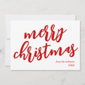 Moderne niet-foto-rood script kerst feestdagenkaart (Voorkant)
