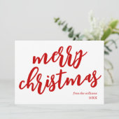 Moderne niet-foto-rood script kerst feestdagenkaart (Staand voorkant)