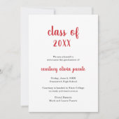 Moderne niet-foto Simple Red Afstuderen Aankondiging (Voorkant)