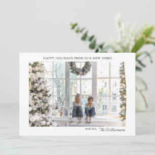 Moderne Nieuw Huis Adres Kerst Foto Feestdagenkaart