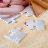 Moderne Nieuwe Baby Aankomst Foto Script Minimaal Legpuzzel (Zijkant)
