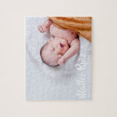 Moderne Nieuwe Baby Aankomst Foto Script Minimaal Legpuzzel (Verticaal)
