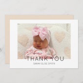 Moderne nieuwe baby Dank je foto geboorteaankondig (Voorkant / Achterkant)