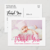 Moderne nieuwe baby Dank u voor de warme roze Briefkaart (Voorkant / Achterkant)