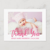 Moderne nieuwe baby Dank u voor de warme roze Briefkaart (Voorkant)