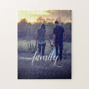 Moderne nieuwe baby familie foto legpuzzel