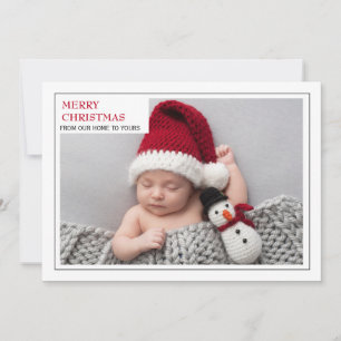 Moderne Nieuwe Baby Familie Foto Prettig Kerstfees Feestdagenkaart