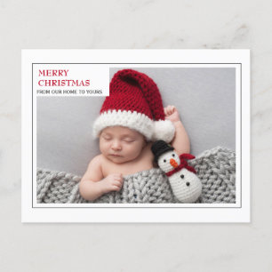 Moderne Nieuwe Baby Familie Foto Prettig Kerstfees Feestdagenkaart