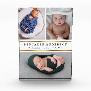 Moderne Nieuwe Baby Geboortestatistieken Fotocolla Fotoblokken