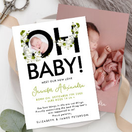 Moderne Nieuwe Baby Genderneutrale Bloemen Aankond Kaart