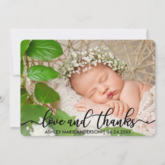 Moderne Nieuwe Baby Liefde en Bedankt Kaart R (Voorkant)