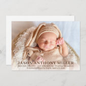 Moderne Nieuwe Baby Pasgeboren Jongen Geboorte Sta Aankondiging (Voorkant / Achterkant)