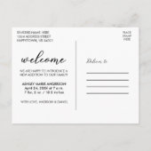 Moderne nieuwe baby welkom foto aankondigingskaart (Achterkant)