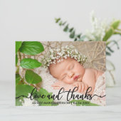 Moderne nieuwe babyliefde en Bedankt fotokaart Aankondiging (Staand voorkant)