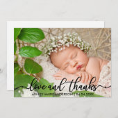 Moderne nieuwe babyliefde en Bedankt fotokaart Aankondiging (Voorkant / Achterkant)