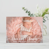 Moderne nieuwe babyliefde en Bedankt Fotokaart W Aankondiging (Staand voorkant)