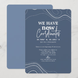 Moderne nieuwe coördinaten Blauwe Beweging Aankondiging