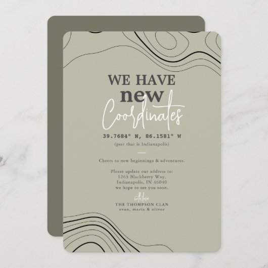 Moderne nieuwe coördinaten Groene beweging Aankondiging (Voorkant / Achterkant)