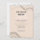 Moderne Nieuwe Coördinaten Peach Bewegend Aankondiging (Voorkant)