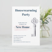 Moderne nieuwe Home Key Housewarming Party Kaart (Staand voorkant)