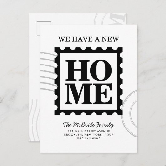 Moderne Nieuwe Home Postzegel We zijn verhuisd Aankondigingskaart (Voorkant / Achterkant)