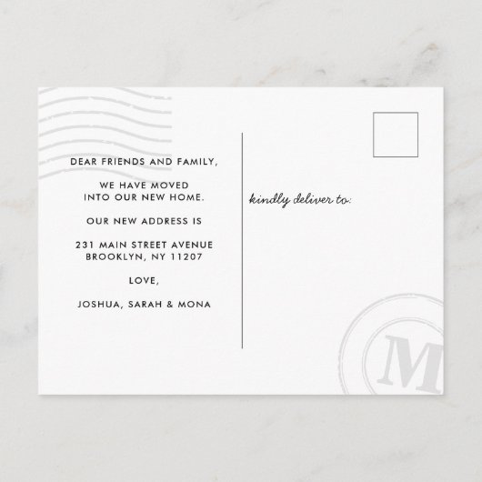 Moderne Nieuwe Home Postzegel We zijn verhuisd Aankondigingskaart (Achterkant)