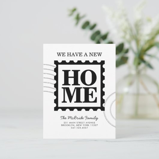 Moderne Nieuwe Home Postzegel We zijn verhuisd Aankondigingskaart (Staand voorkant)