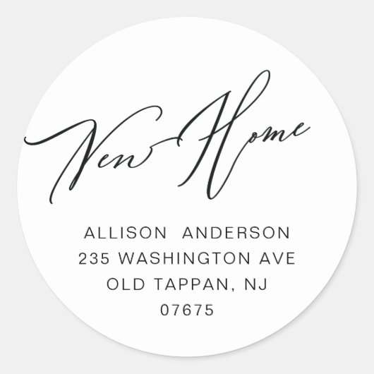 Moderne, nieuwe Home Return Address Classic Round  Ronde Sticker (Voorkant)