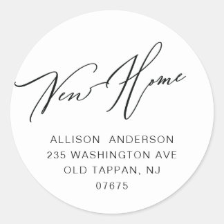 Moderne, nieuwe Home Return Address Classic Round  Ronde Sticker