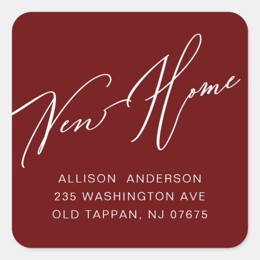 Moderne, nieuwe Home Return Address Square Sticker (Voorkant)