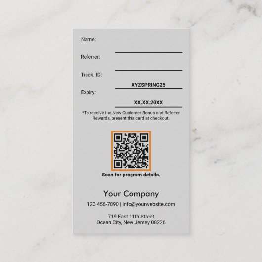 Moderne nieuwe klant korting werknemer beloning aanbevelingskaartje (Achterkant)