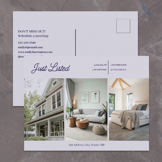 Moderne Nieuwe Lavendel Makelaar Briefkaart