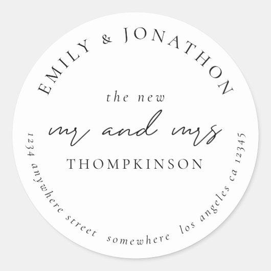 Moderne nieuwe MRrScriptnaam Retouradres Ronde Sticker (Voorkant)