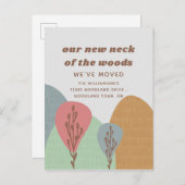 Moderne Nieuwe nek van de Bossen Boho Nieuw Adres Aankondigingskaart (Voorkant / Achterkant)