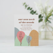 Moderne Nieuwe nek van de Bossen Boho Nieuw Adres Aankondigingskaart (Staand voorkant)