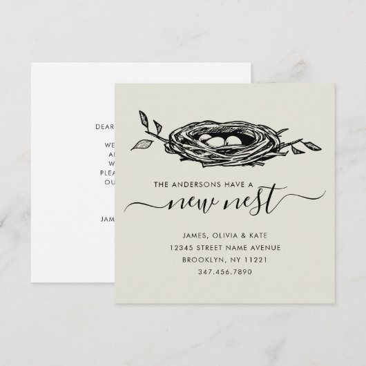 Moderne Nieuwe Nest Home Change of Address Moving Aankondiging (Voorkant / Achterkant)
