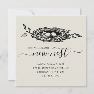 Moderne Nieuwe Nest Home Change of Address Moving Aankondiging