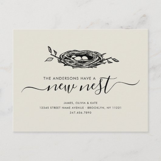 Moderne Nieuwe Nest Home Change of Address Moving Aankondigingskaart (Voorkant)
