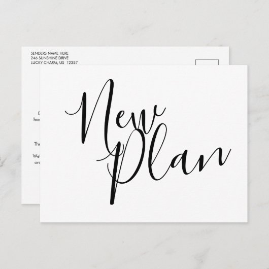 Moderne Nieuwe Plan Wijzigingsdatum Trouwen Aankondigingskaart (Voorkant / Achterkant)