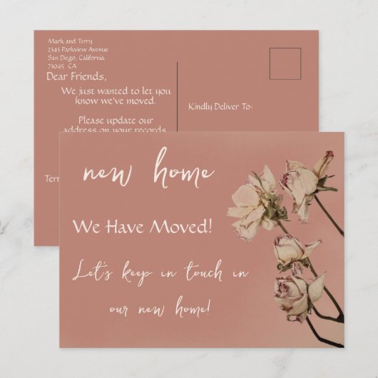 Moderne nieuwe startpagina We hebben droge Rozen v Aankondigingskaart (Voorkant / Achterkant)