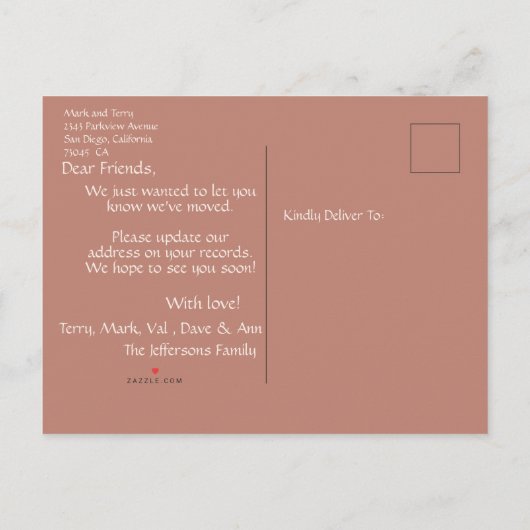 Moderne nieuwe startpagina We hebben droge Rozen v Aankondigingskaart (Achterkant)