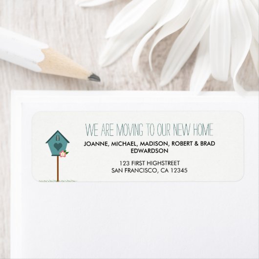 Moderne nieuwe thuisbasis we verplaatsen het retou etiket (Insitu)