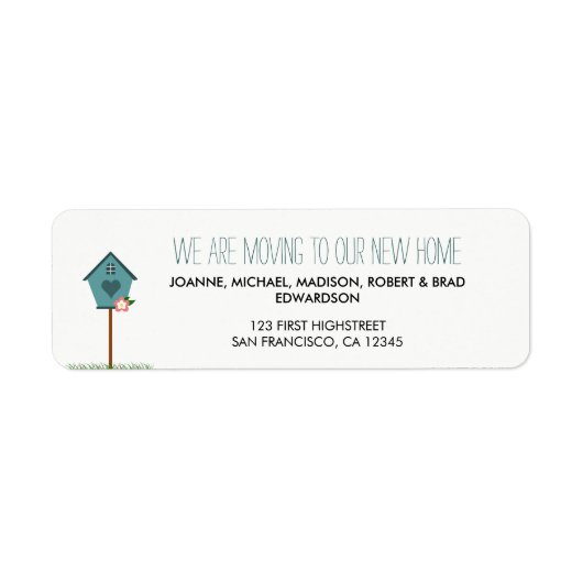 Moderne nieuwe thuisbasis we verplaatsen het retou etiket (Voorkant)