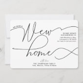 Moderne nieuwe thuiskalligrafie zwart-wit verplaat aankondiging (Voorkant)