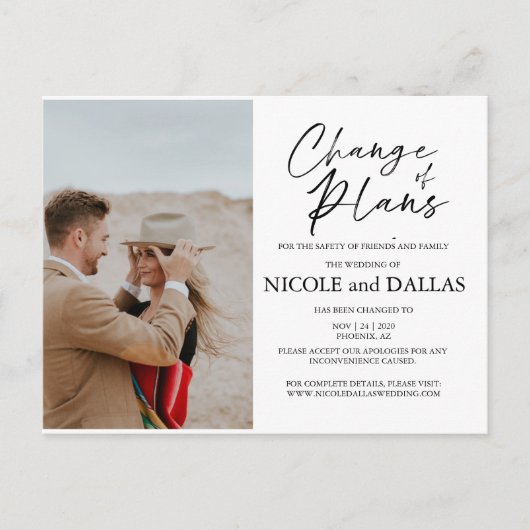 Moderne nieuwe wedloop wijziging plannen DatumR Briefkaart (Voorkant)