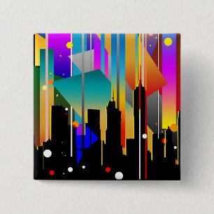 Moderne Nieuwe Yorkse Geometrische Vormen Abstract Vierkante Button 5,1 Cm