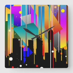 Moderne Nieuwe Yorkse Geometrische Vormen Abstract Vierkante Klok