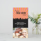 MODERNE NIEUWJAAR FOTOCARD :: stadsgezicht P3 Feestdagenkaart (Staand voorkant)