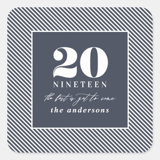 Moderne nieuwjaar typografische vakantie vierkante sticker (Voorkant)