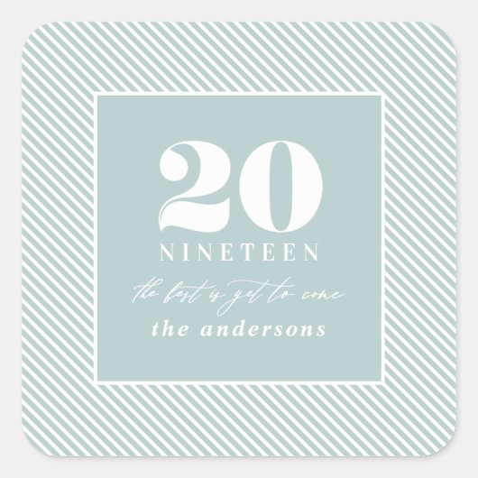 Moderne nieuwjaar typografische vakantie vierkante sticker (Voorkant)